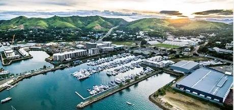 Aerial view of a Papua New Guinean port and industrial precinct